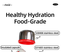 Large capacity vacuum insulated flask with cup lid from GERM Coca-Cola Collection