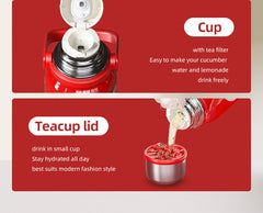 Large capacity vacuum insulated flask with cup lid from GERM Coca-Cola Collection