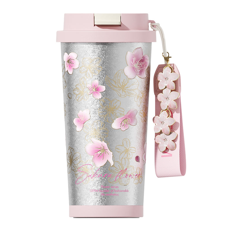 GERM Flower Collection Titanium Shining Vacuum Tumbler - Sakura