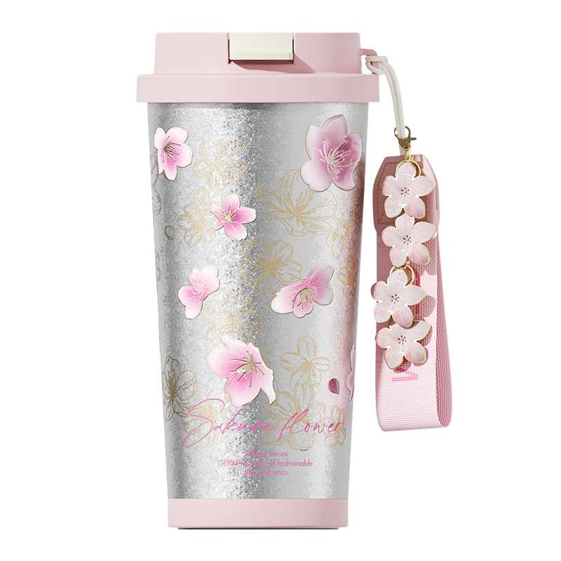 GERM Flower Collection Titanium Shining Vacuum Tumbler - Sakura