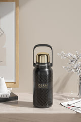 Tea infuser and cup lid detail on GERM GO-GETTER vacuum flask