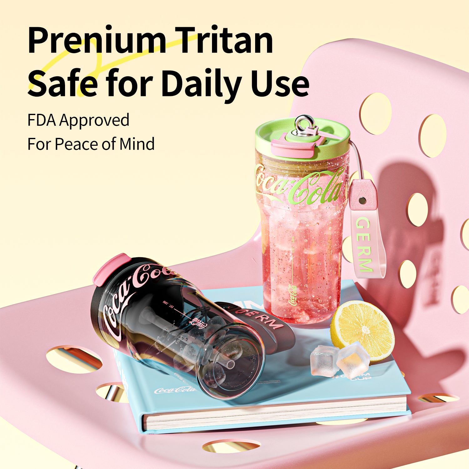 Coca-Cola Collection Slim Tritan Water Tumbler - Black & Pink