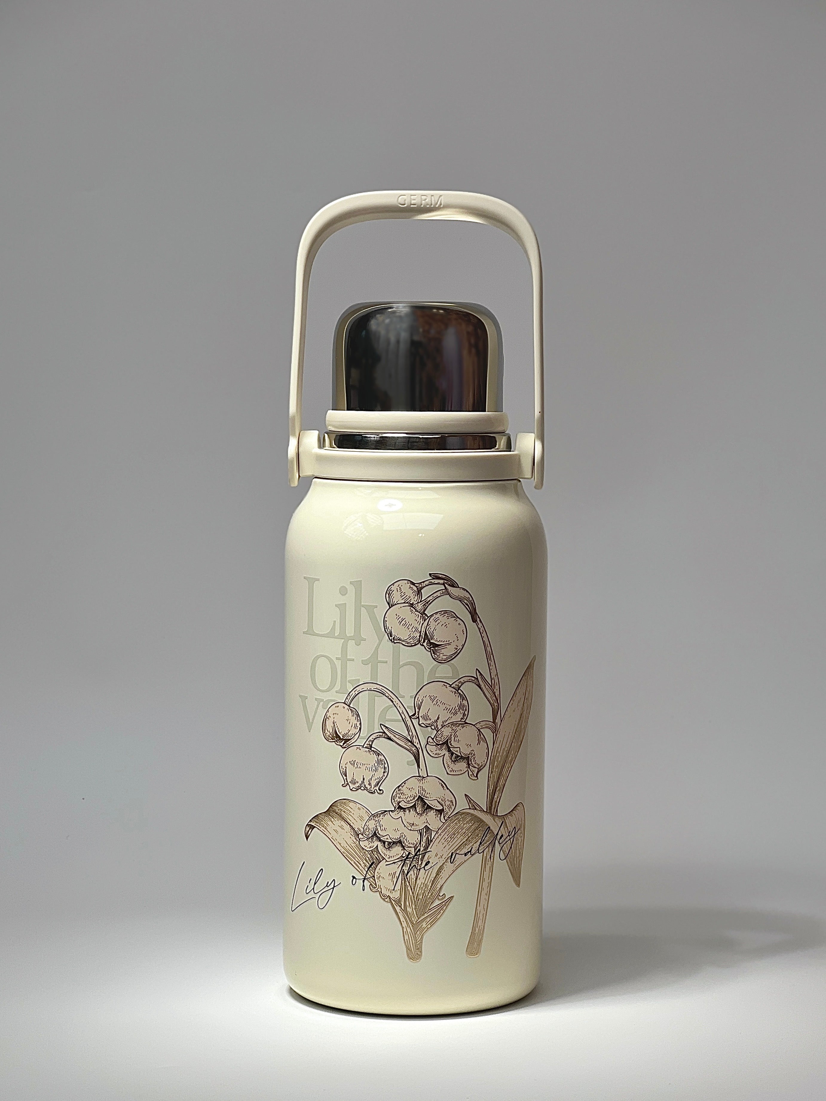 GERM Lily of the Valley Sport Vacuum Bottle with Cup – White