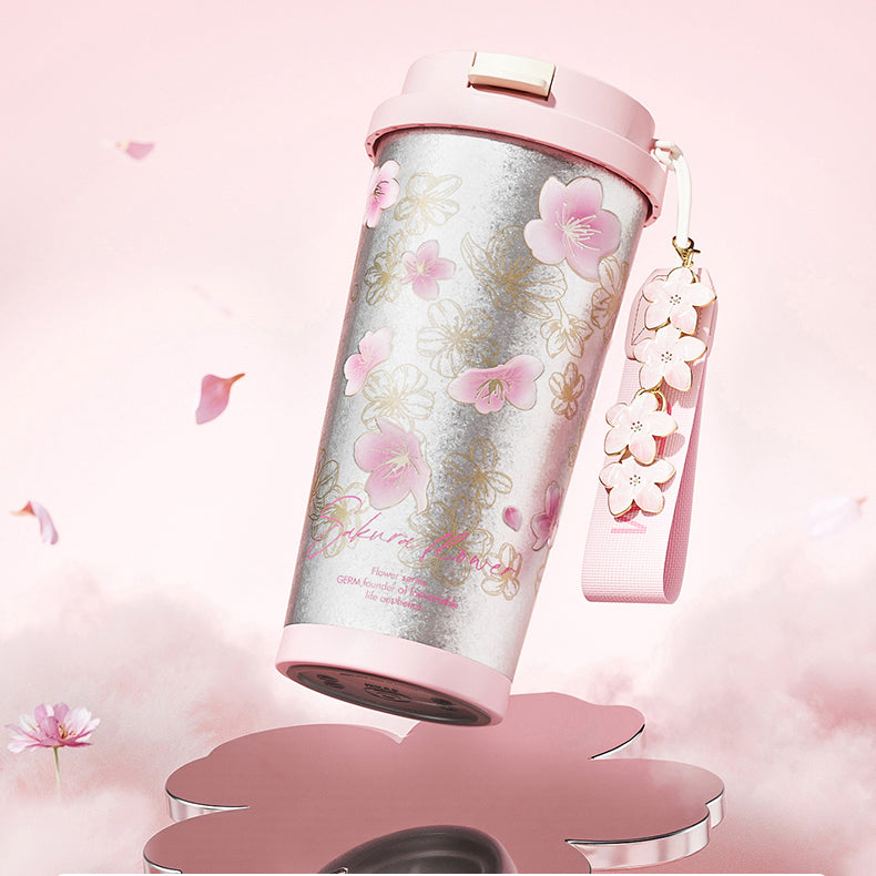 GERM Flower Collection Titanium Shining Vacuum Tumbler - Sakura