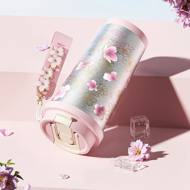 GERM Flower Collection Titanium Shining Vacuum Tumbler - Sakura