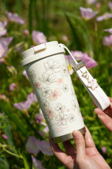 Sakura floral design detail on GERM vacuum insulated tumbler