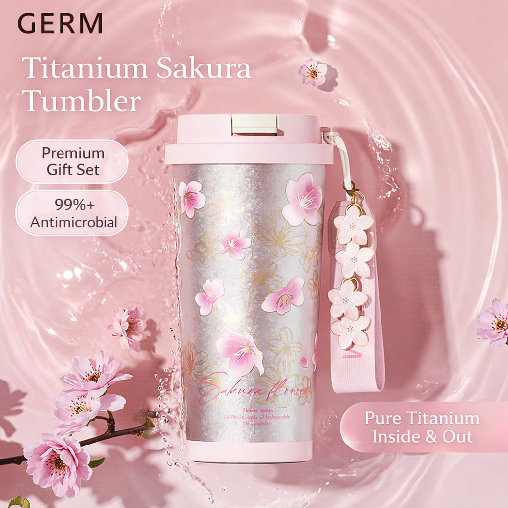 GERM Flower Collection Titanium Shining Vacuum Tumbler - Sakura
