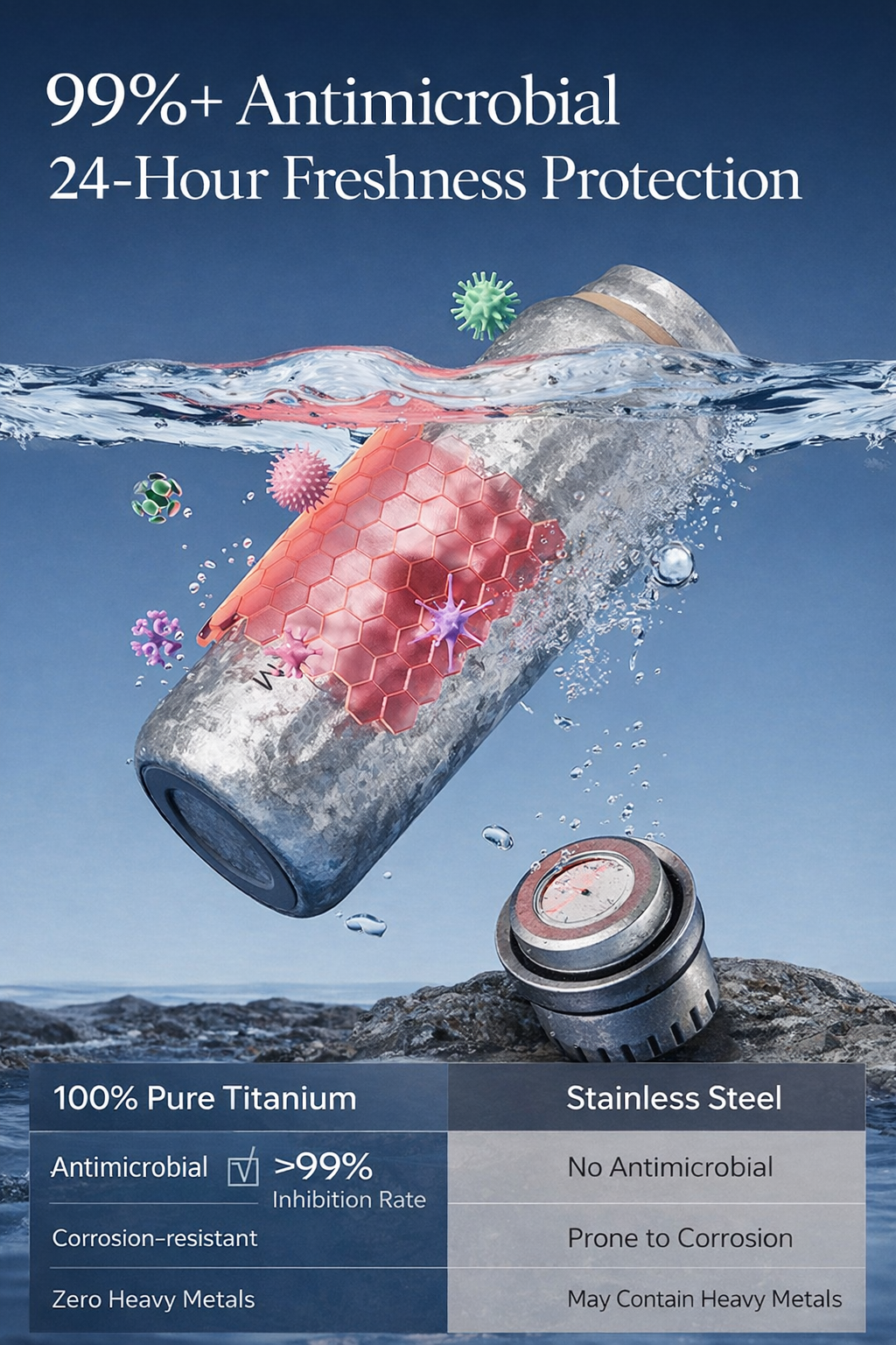 GERM Ti Colonnade Titanium Vacuum Bottle 500ml